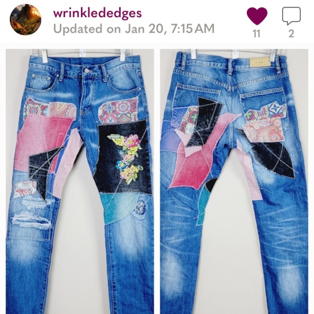 Mnml Artisan Patchwork Button Fly Unisex Denim Bl… - image 1